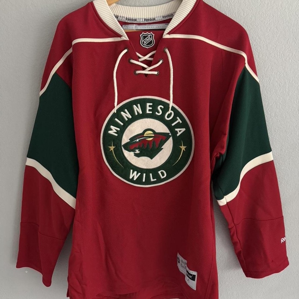 NHL Minnesota Wild Red and Green Long Sleeve Jersey